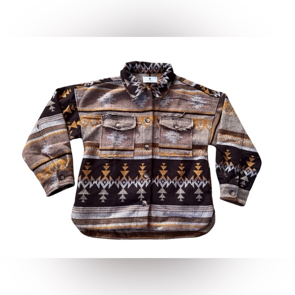 Bozeman Womens Small Native Aztec Wheat Fields Boho Knit Shirt Jacket Coat EUC - Picture 1 of 5